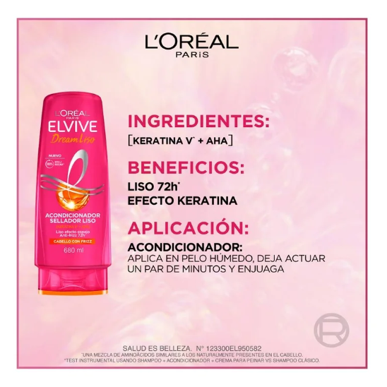Pack Dream Liso Elvive Elvive Shampoo 680 ml + Acondicionador 680 ml + Mascarilla 300 g