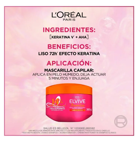 Pack Dream Liso Elvive Elvive Shampoo 680 ml + Acondicionador 680 ml + Mascarilla 300 g