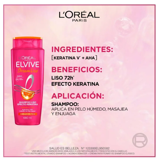 Pack Dream Liso Elvive Elvive Shampoo 680 ml + Acondicionador 680 ml + Mascarilla 300 g