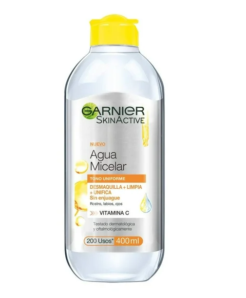 Agua micelar Garnier SkinActive express aclara tono uniforme 400 ml