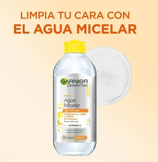 Agua micelar Garnier SkinActive express aclara tono uniforme 400 ml