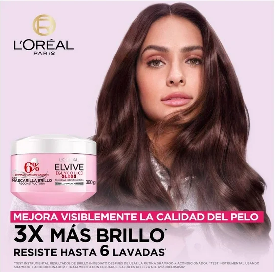 Mascarilla L'Oréal Paris reconstructora brillo intenso 300 gr
