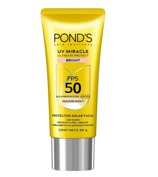 Protector Solar Facial Pond's UV Miracle Bright FPS 50 con Niasorcinol 40gr