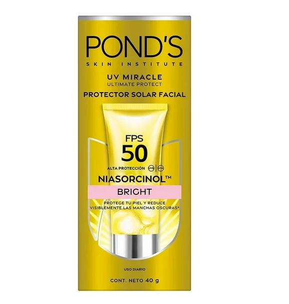 Protector Solar Facial Pond's UV Miracle Bright FPS 50 con Niasorcinol 40gr