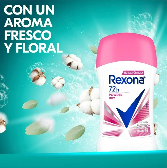 Antitranspirante en Barra Rexona Powder Dry 4 pzas de 45 g c/u