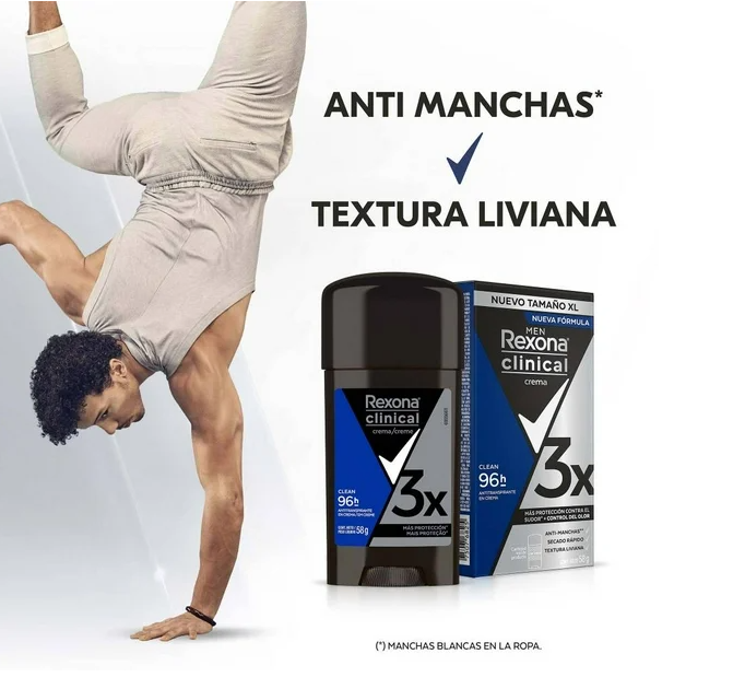 Antitranspirante en Crema Rexona Clinical Classic 3 pzas de 58 g c/u