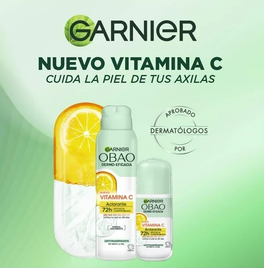 Antitranspirante Garnier Obao dermo eficacia roll-on vitamina C aclarante 65 g