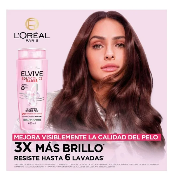 Rutina Glycolic Gloss L'Oréal Elvive Shampoo 680 ml + Acondicionador 680 ml + Tratamiento 200 ml
