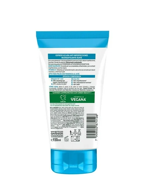 Microexfoliante Garnier Skin Active suave anti imperfecciones con ácido salicílico 150 ml