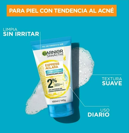 Microexfoliante Garnier Skin Active suave anti imperfecciones con ácido salicílico 150 ml