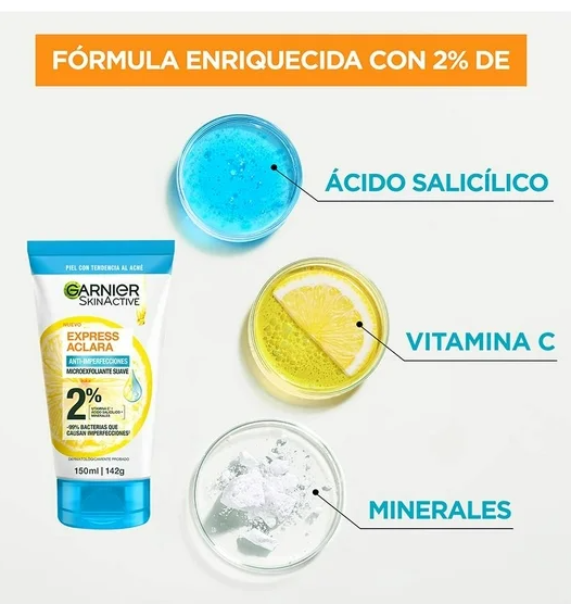 Microexfoliante Garnier Skin Active suave anti imperfecciones con ácido salicílico 150 ml