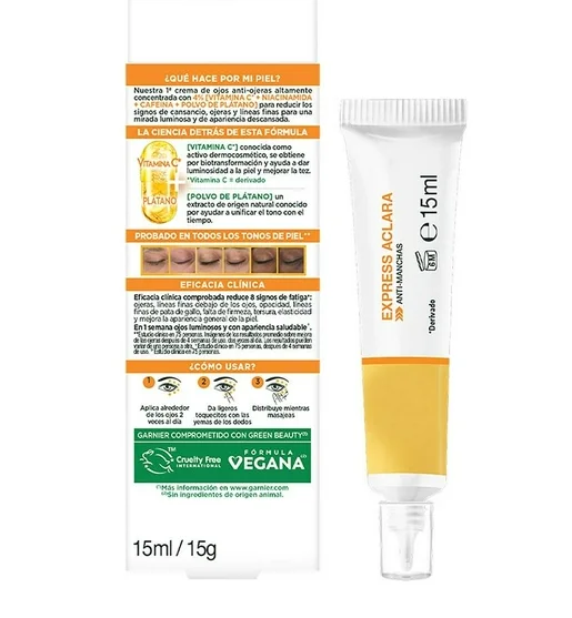 Crema para ojos Garnier Skin Active express aclara vitamina C antiojeras 15 ml