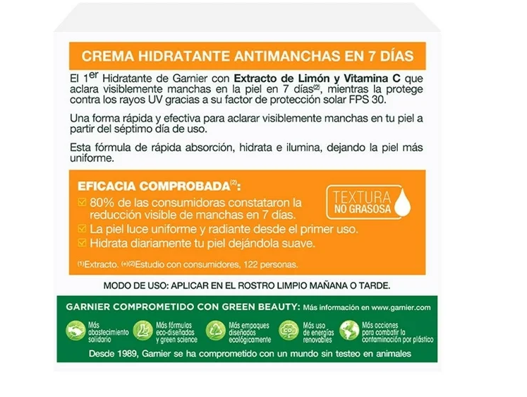 Crema facial Garnier SkinActive hidratante express aclara tono uniforme 50 ml