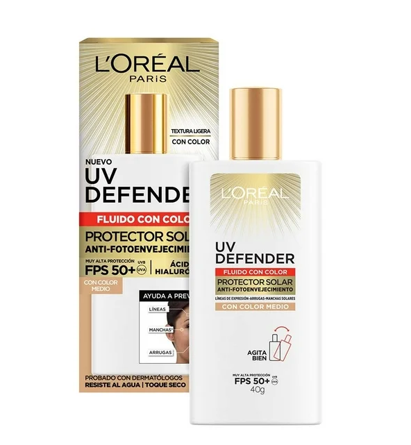 Protector Solar Diario FPS50+ L'Oréal Paris UV Defender Fluido Tono Medio 40 g
