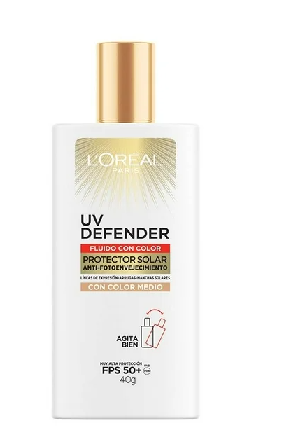 Protector Solar Diario FPS50+ L'Oréal Paris UV Defender Fluido Tono Medio 40 g