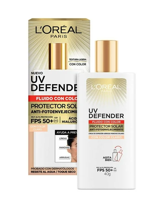 Protector Solar Diario FPS50+ L'Oréal Paris UV Defender Fluido Tono Claro 40 g