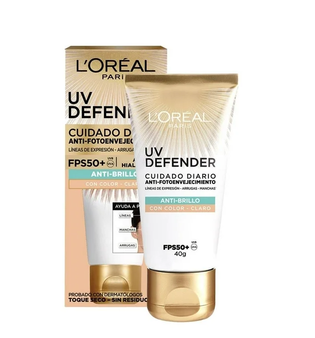 Protector Solar Diario FPS50+ L'Oréal Paris UV Defender Anti Brillo tono claro 40 g