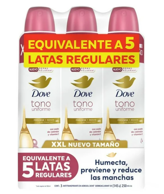 Antitranspirante en Aerosol Dove Tono Uniforme Caléndula 3 pzas 250 ml