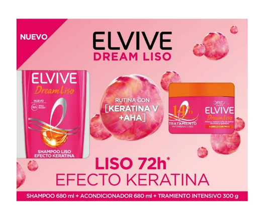 Pack Dream Liso Elvive Elvive Shampoo 680 ml + Acondicionador 680 ml + Mascarilla 300 g