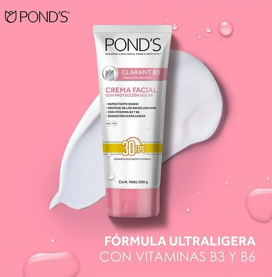 Crema facial anti-manchas Pond´s Clarant B3 con protector solar 30 fps 200 g