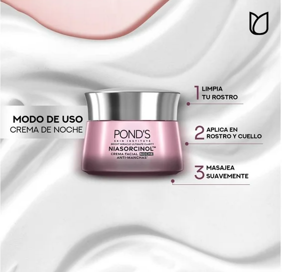 Crema facial Pond's Bright Miracle Ultimate Clarity de noche Niasorcinol antimanchas 50 g