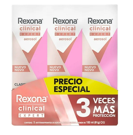 Antitranspirante Rexona Clinical 3 pzas de 91 gr c/u
