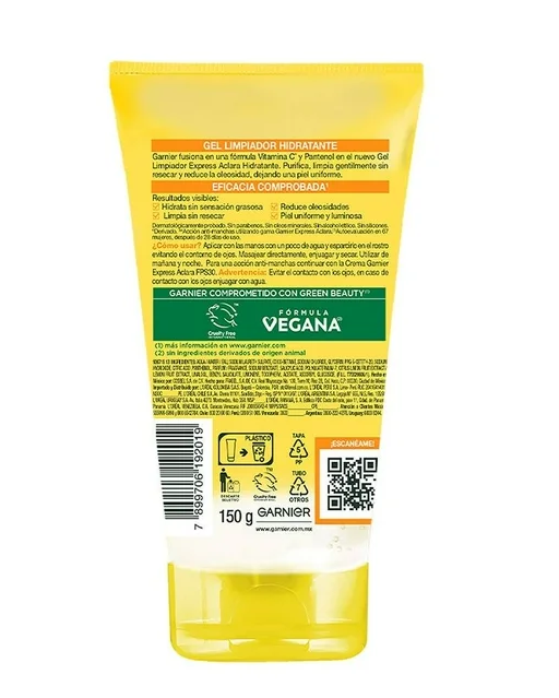 Gel limpiador facial Garnier Skin Active express aclara efecto hidratante 150 g
