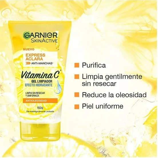 Gel limpiador facial Garnier Skin Active express aclara efecto hidratante 150 g