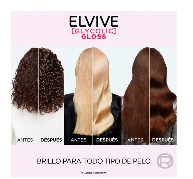 Rutina Glycolic Gloss L'Oréal Elvive Shampoo 680 ml + Acondicionador 680 ml + Tratamiento 200 ml