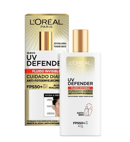 Protector Solar Diario FPS50+ Loreal Paris UV Defender Fluido Invisible 40 g