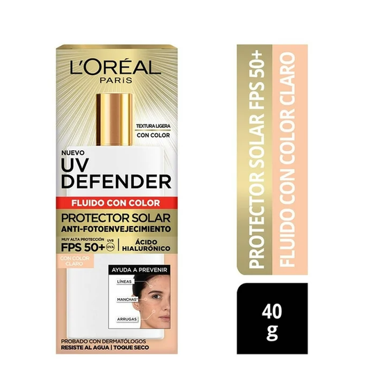 Protector Solar Diario FPS50+ L'Oréal Paris UV Defender Fluido Tono Claro 40 g