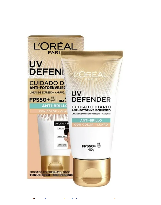Protector Solar Diario FPS50+ L'Oréal Paris UV Defender Anti Brillo tono claro 40 g