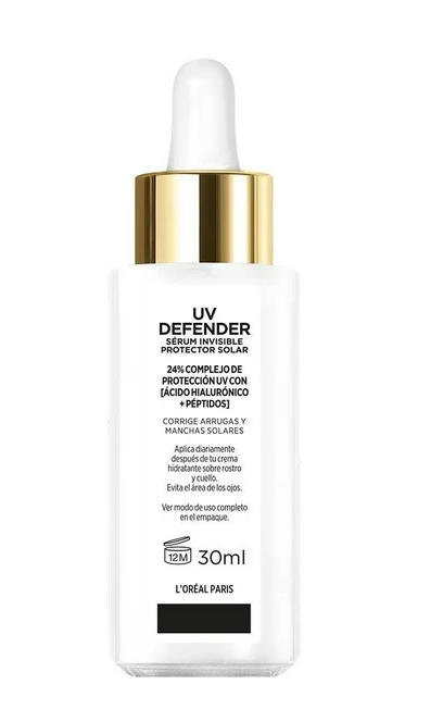Sérum protector solar invisible L'Oréal Paris UV Defender FPS 50+ anti manchas y lineas de expresión 30ml